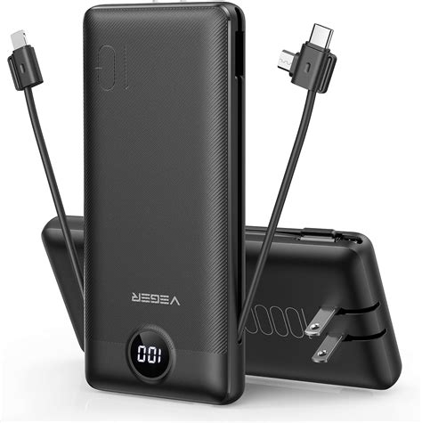 Amazon VEGER Portable Charger For IPhone Built In Cables And Wall