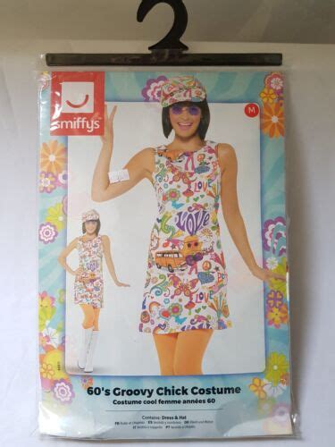 New Womens Smiffys 60s Groovy Chick Costume M EBay