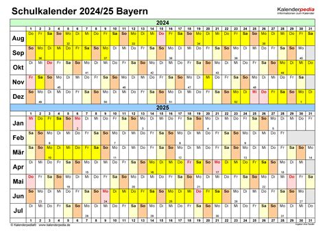 Schulkalender Bayern F R Excel