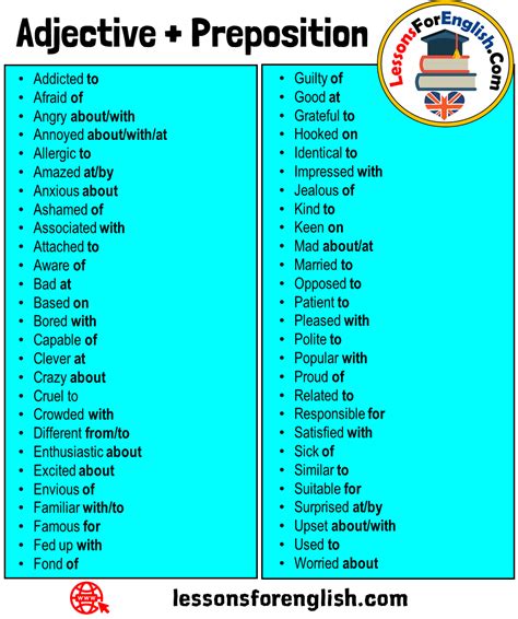 Adjective Preposition List With Meaning Pdf