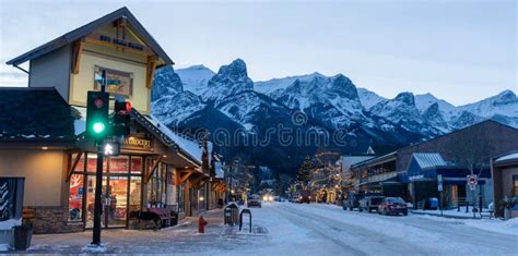 Town of Canmore Street View in Winter. Canmore, Alberta, Canada ...