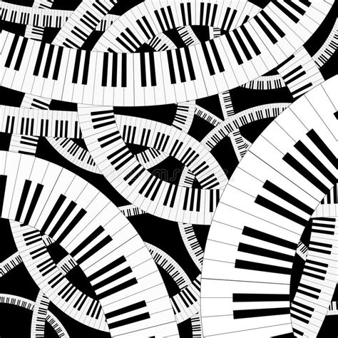 Fondo Blanco Y Negro Ondulado Del Teclado De Piano Ilustraciones Stock