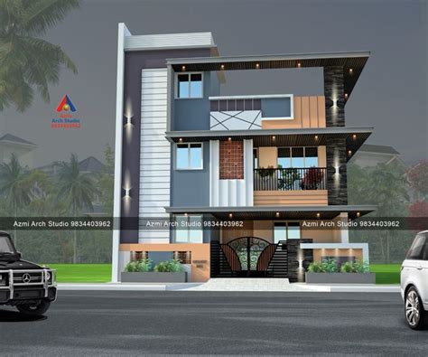 Modern luxury premium home front 3d elevation parapet house design in ...