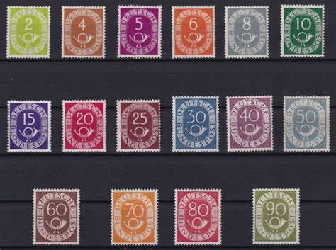 Bundesrepublik 1951 Mi Nr 123 Bis 138 Posthorn Satz Postfrisch Und