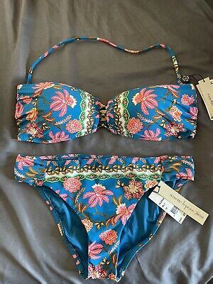 Nanette Lepore Swimsuit Bikini Set Size BRAND NEW Blue Floral Print