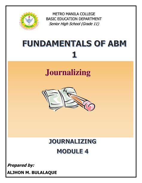 Module 4 Fundamental OF ABM Accounting Module 4 METRO MANILA COLLEGE