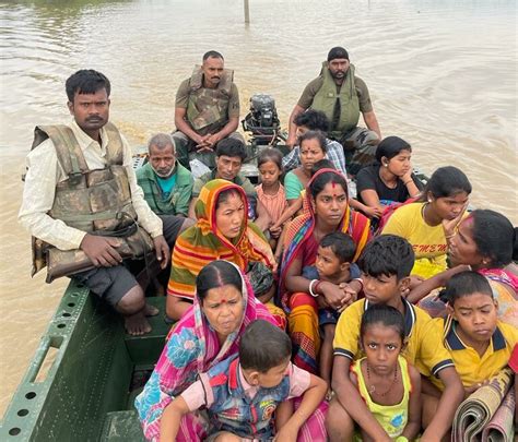 Assam Flood Indian Army Rescued Almost Stranded Locals In Parts