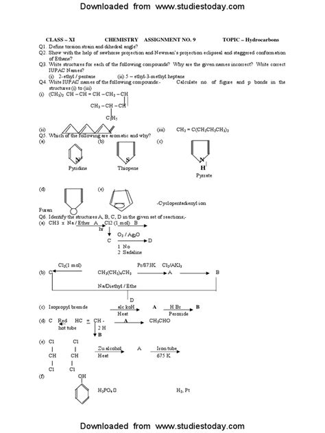 Cbse Class 11 Chemistry Worksheet 9 Ether Chemical Substances