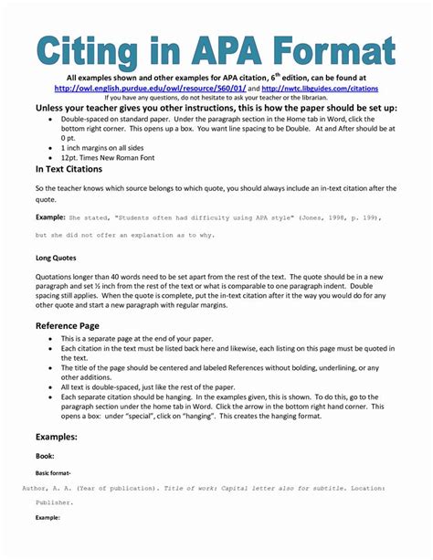 College Essay Format Apa Awesome Example Of Apa Citation In Paper