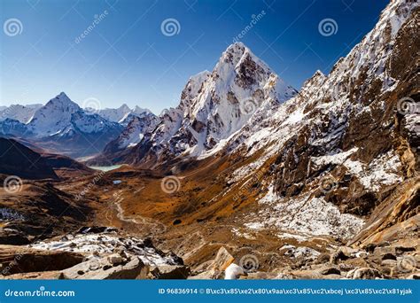 Himalaya Mountain Peaks From Cho La Pass Inspirational Autumn L Stock