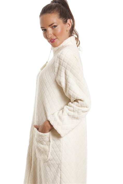 Soft Fleece Ivory Zip Front House Coat