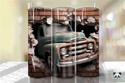 Old Pickup Cracked Hole Tumbler Wrap 4 Graphic By Pandastic Creative