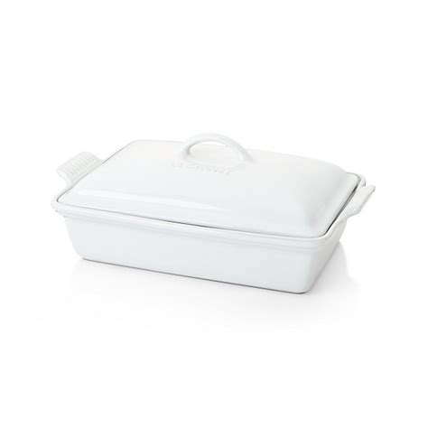 Le Creuset ® Heritage Covered Rectangular White Baking Dish Crate And