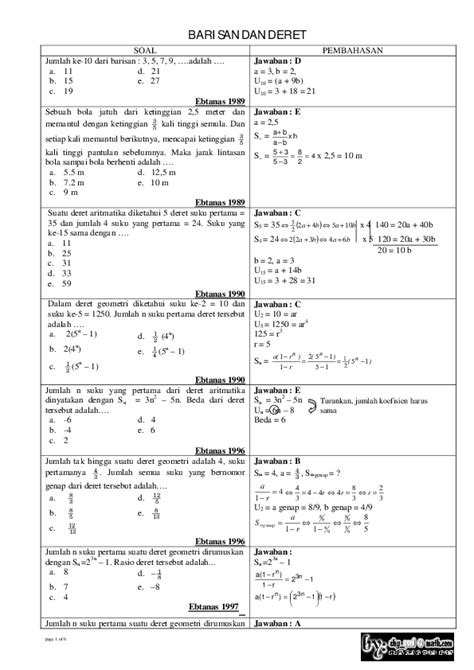 Contoh Soal Deret Aritmatika Pdf | pembahasan soal tkp