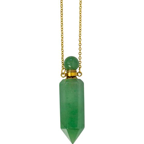 Gemstone Point Pendant Perfume Bottle Necklace Green Aventurine Each