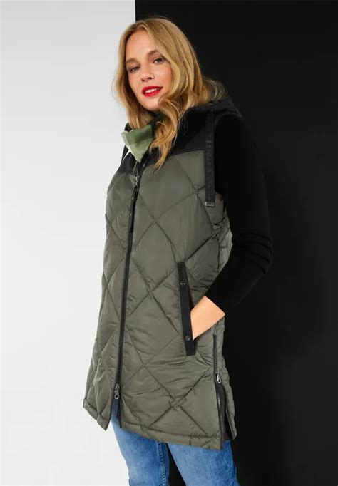 Street One Gilet Long Dans Un M Lange De Mati Res Pour Femmes En Vert