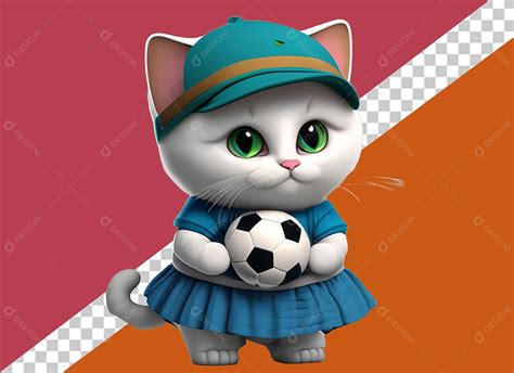 Gatinho Uma Bola De Futebol Elemento D Para Composi O Psd