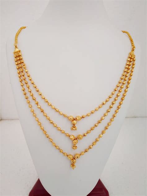 Golden Brass Three Layer Gold Plated Chain Size Inch Long At