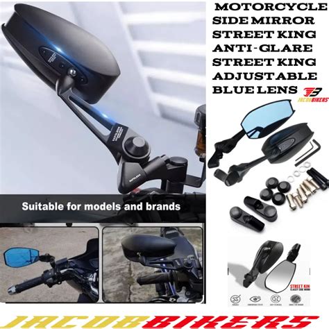 UNIVERSAL Motorcycle Side Mirror Anti Glare Adjustable Blue Lens XDV