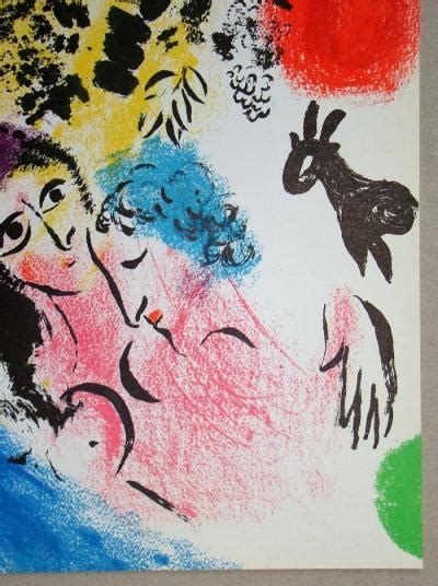 Marc Chagall Les Amoureux Au Soleil Rouge Lithographie