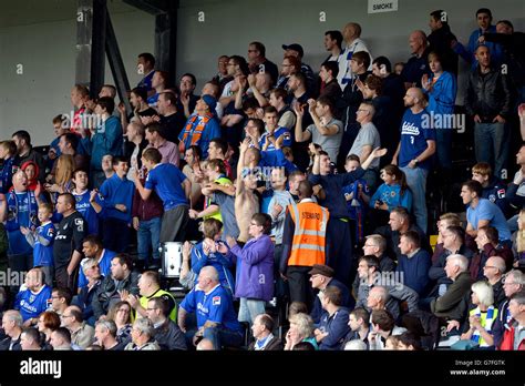 Notts County Fans Show Their Support In The Stands Hi Res Stock