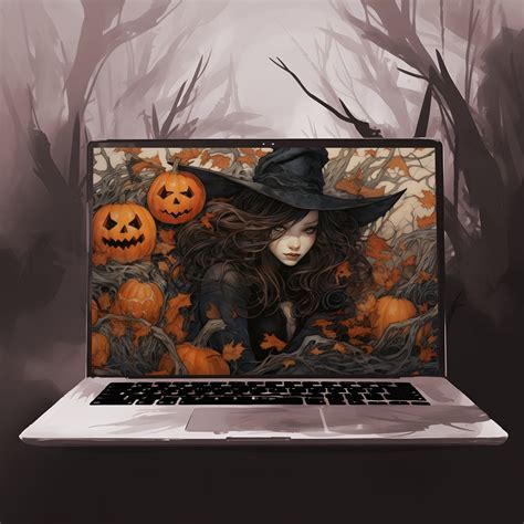 Halloween Witch Desktop Wallpapers, Bundle of 9 Magical Halloween Witch ...