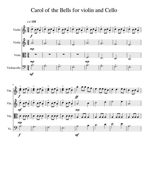 Carol Of The Bells For String Quartet Sheet Music For Violin Viola