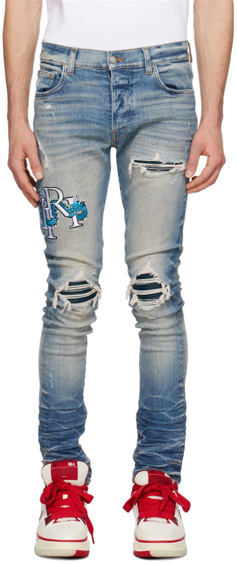 Amiri Blue Mx1 Embroidered Jeans Amiri