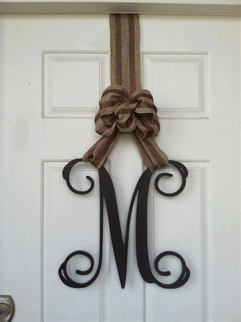 Initial Door Hanger Wooden Letter Monogram Front Door Hanger Monogram