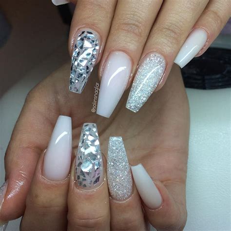 Frosted Pink Silverflakes Och Diamond” Nail Art Designs Nail Designs