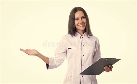 Medical Service Doctor Hold Clipboard With Checkup Prescription To