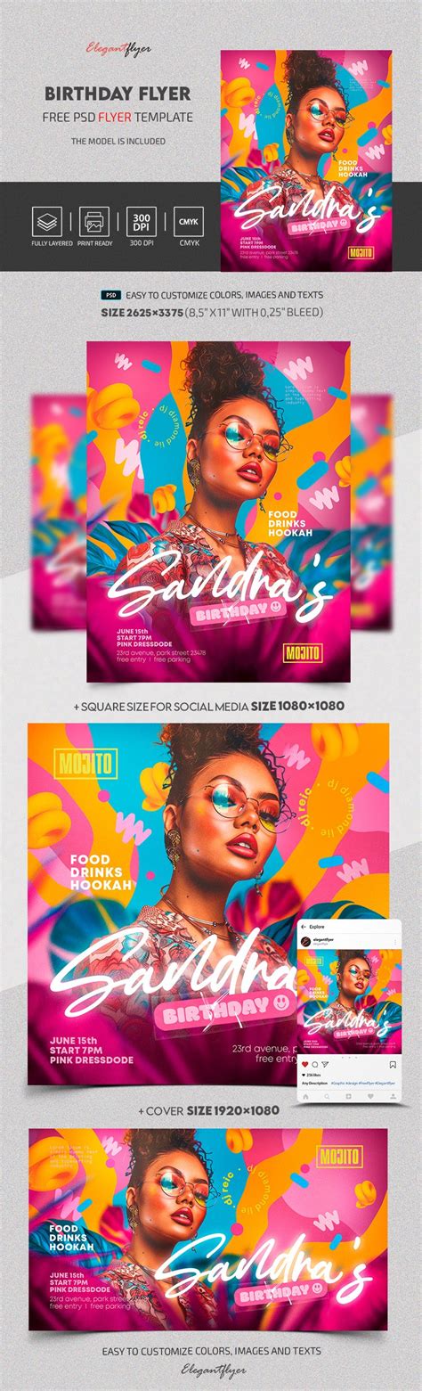multicolor brilhante aniversario  modelo de flyer em psd