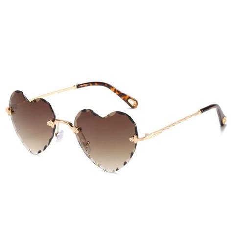 Heart Shaped Rimless Sunglasses Elton John Inspired S Etsy