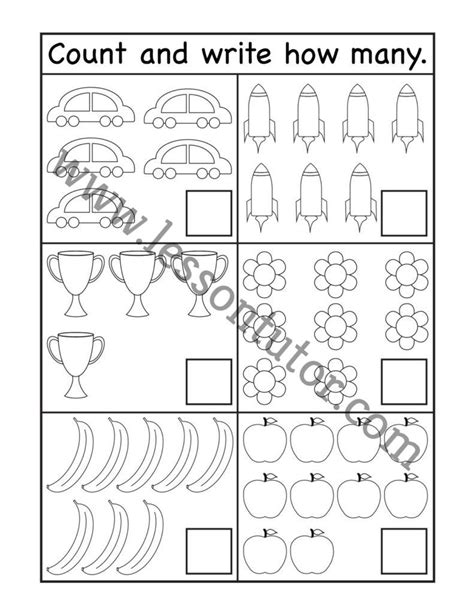 Counting And Writing Numbers Worksheets Kindergarten Lesson Tutor