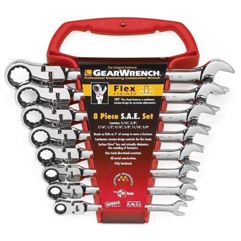 GearWrench SAE Flex Ratcheting Wrench Set 8 Per Pack 9701 The Home