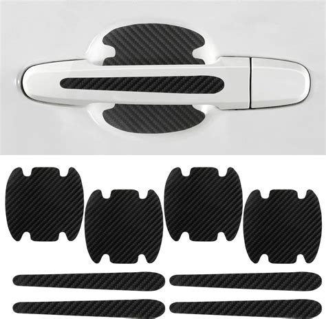 8pcs Car Door Handle Sticker Protector Carbon Fiber Texture Auto Door Handle Bowl Sticker Anti