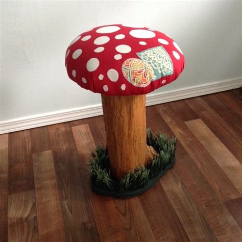 Mushroom Stool Handmade Raw Wood Stool Toadstool By Pixiebrook