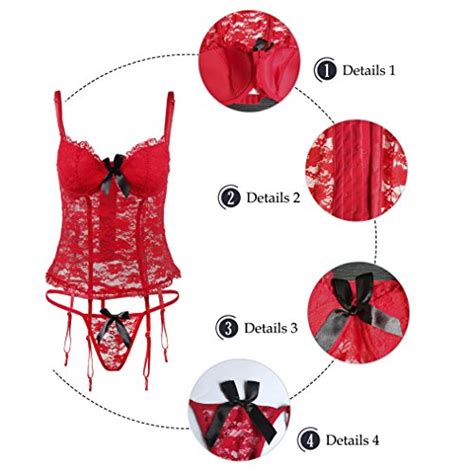 Evababy Sexy Bustier Corset Lingerie Set For Women Sheer Floral Lace