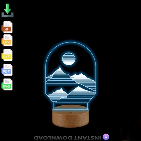 Mountain D Lamp Svg File Illusion Acrylic Hologram Night Led Lamp