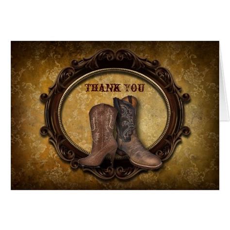 Rustic Western Country Cowboy Wedding Thank You Card Zazzle