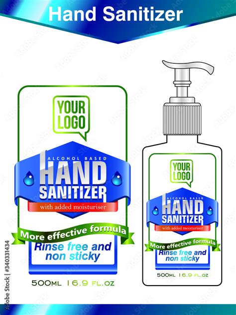 Hand sanitizer label design vector graphic template for packaging ...