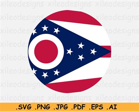 Ohio Round Flag Svg Oh Usa Circular Circle State Banner Etsy