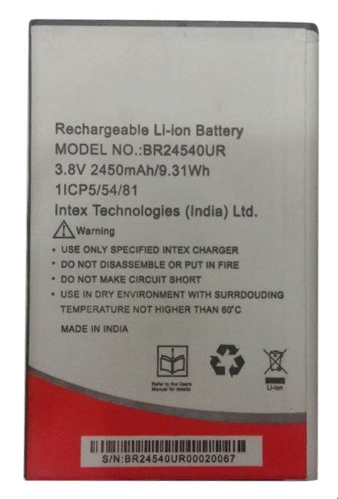 Intex Mah Rechargable Li Ion Mobile Battery Model Name Number