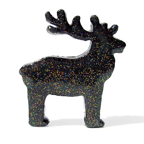 Black Reindeer Figurine With Rainbow Glitter On Luulla