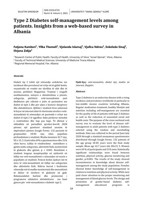 Pdf Type 2 Diabetes Self Management Levels Among Patients Insights From A Web Based Survey In