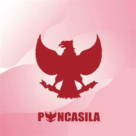 pancasila día póster con Garuda silueta elementos y rojo y blanco