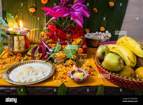 holy hindu god worship  flowers  durga pooja festival  night