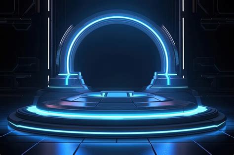 Premium Photo Futuristic D Rendering Of A Sci Fi Stage With Neon Lights