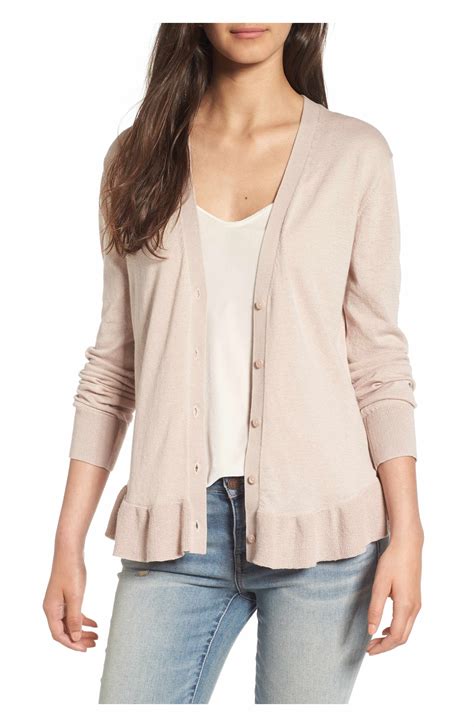 Main Image Hinge Ruffle Hem Cardigan Cardigan Sweaters For Women