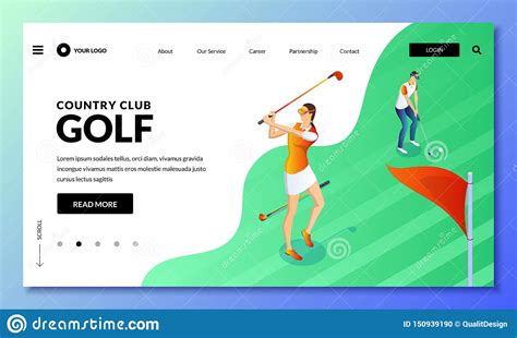 Homme Et Femme Jouant Au Golf Sur Le Champ Vert Illustration Isom